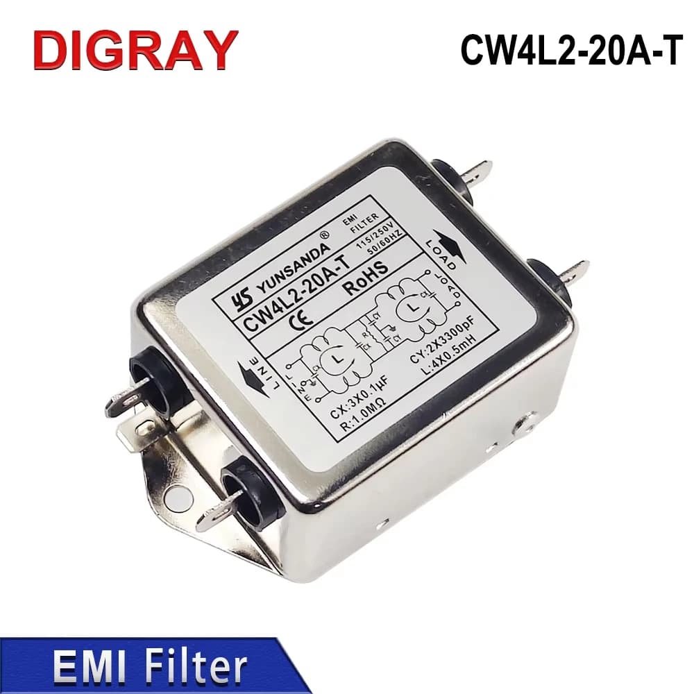 EMI DIGRAY CW4L2-20A-T single phase CA 115 V/250 V 20 A 50/60 HZ for engraving machine and marking machine.