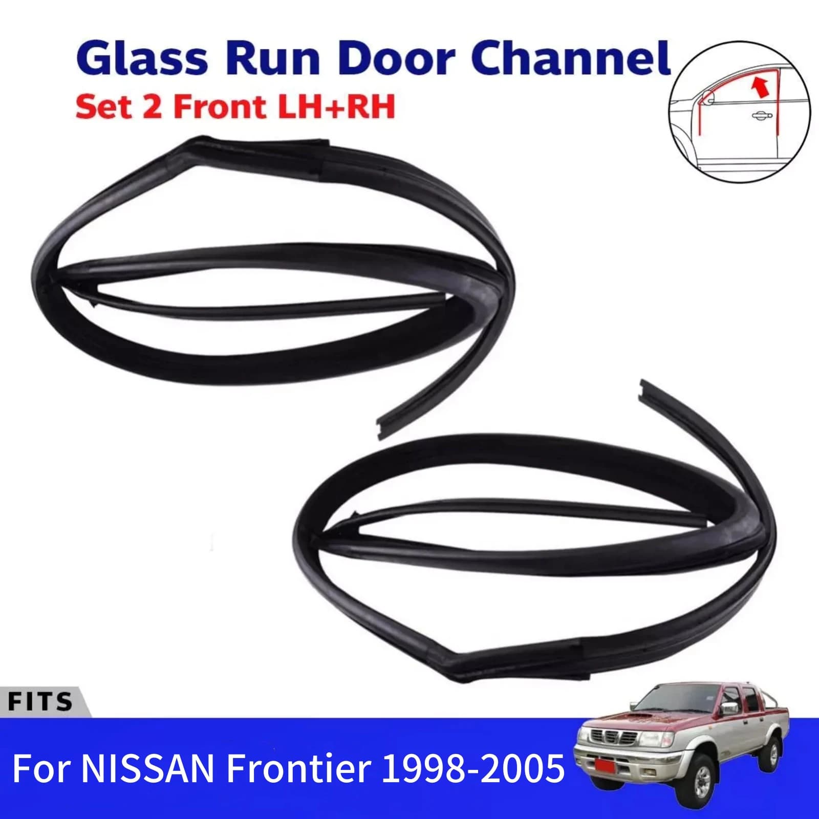 1Pc Vehicle Door Glass Window Channel Belt Run Rubber Gasket 80331-2S400 80330-2S400 For Nissan Frontier 1998-2005 Auto Accessories