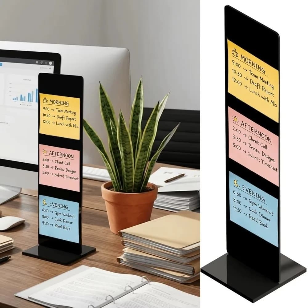 Acrylic Memo Message Board Detachable Vertical Sticky Note Holder Stand Clear Monitor Side Note Holder Home Office