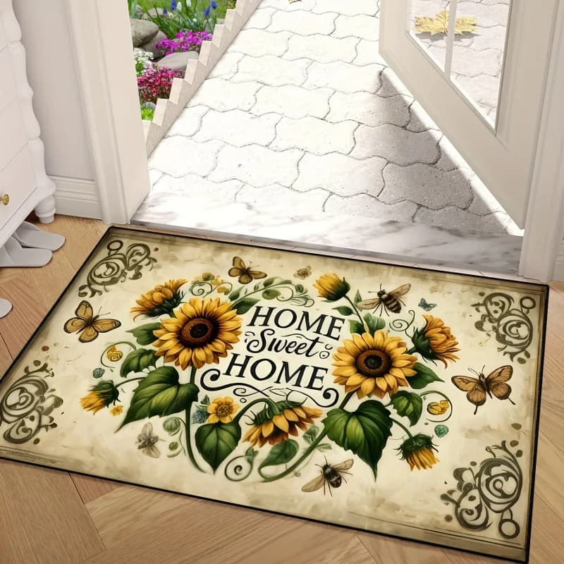 VIKAMA Sunflower Welcome Doormat: Stain-Resistant and Water-Washable; Entryway Doormat; Bathroom Rug; Home Decor
