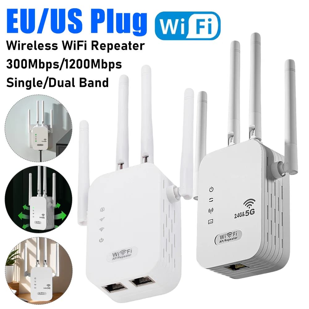 Ripetitore WiFi wireless con porta WAN/LAN RJ45 Dual-Band 2.4GHz/5GHz Wifi Extender Ripetitore di segnale Wi-Fi per Home Office