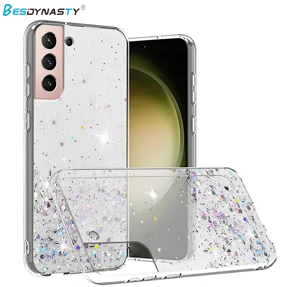 Luxury Glitter Silicone Clear Case for Samsung Galaxy S25 Ultra S24 FE S23 S22 Plus S21FE S20 Note 20 Ultra Plus FE Cover Fundas