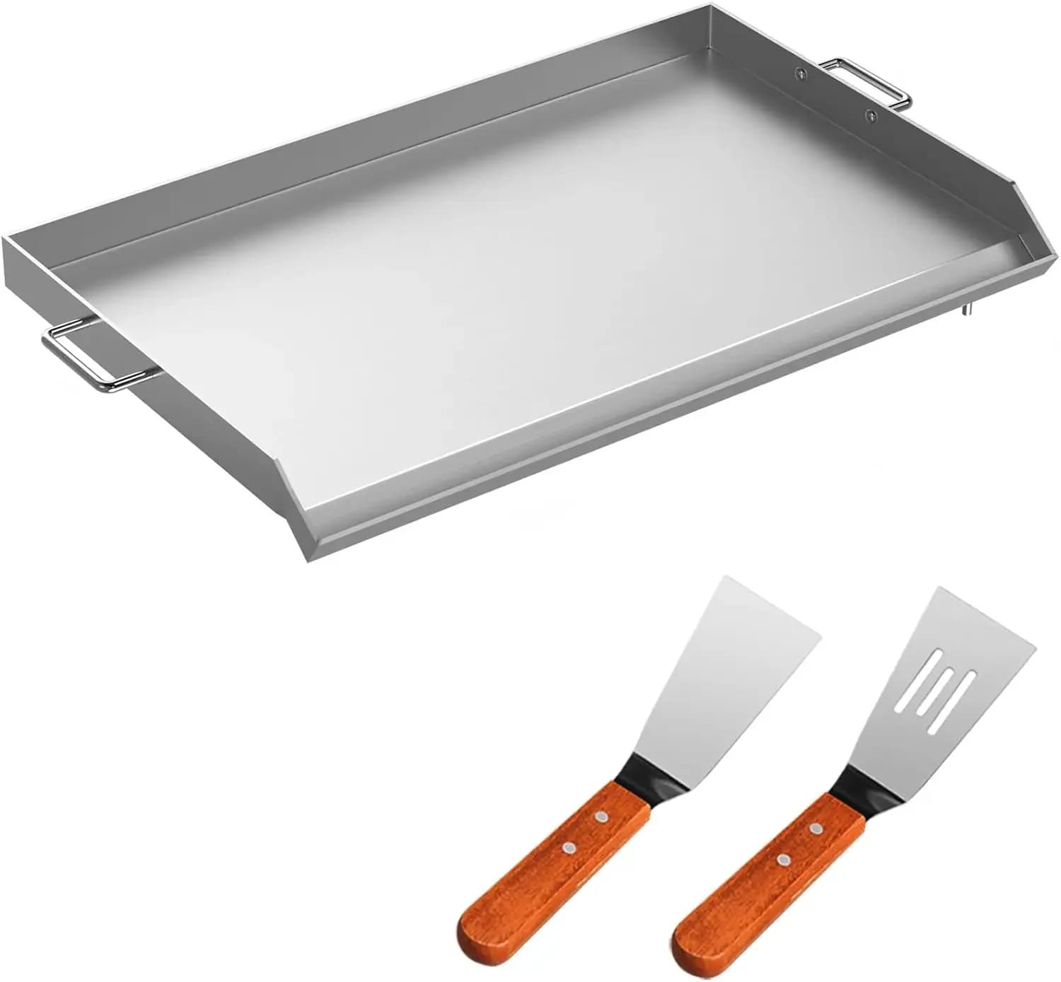 Nordic Griddle Stainless Steel,Universal Flat Top Rectangular Plate, Gas Non-Stick/BBQ Charcoal with 2 Handles and Grease Groove