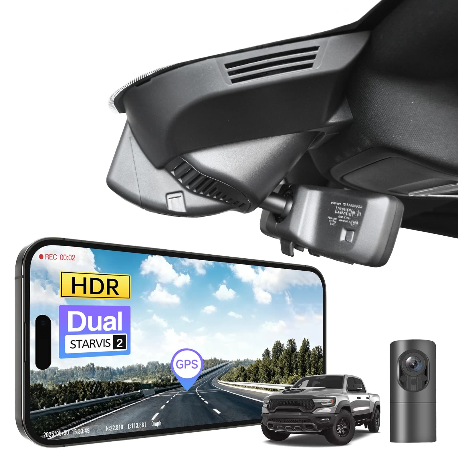 Mangoal STARVIS 2 5GHz WiFi & APP GPS Dash Cam For 5th Gen RAM 1500 2500 3500 Dash Car Camera 2019-2026 Plug and Play