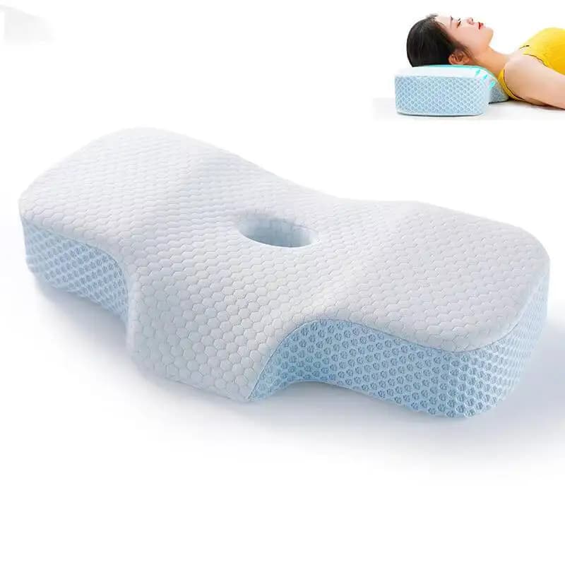 Cuscino di supporto per il collo in memory foam ortopedico ergonomico, comoda copertura rimovibile, posizionatore da viaggio per dormire personalizzato