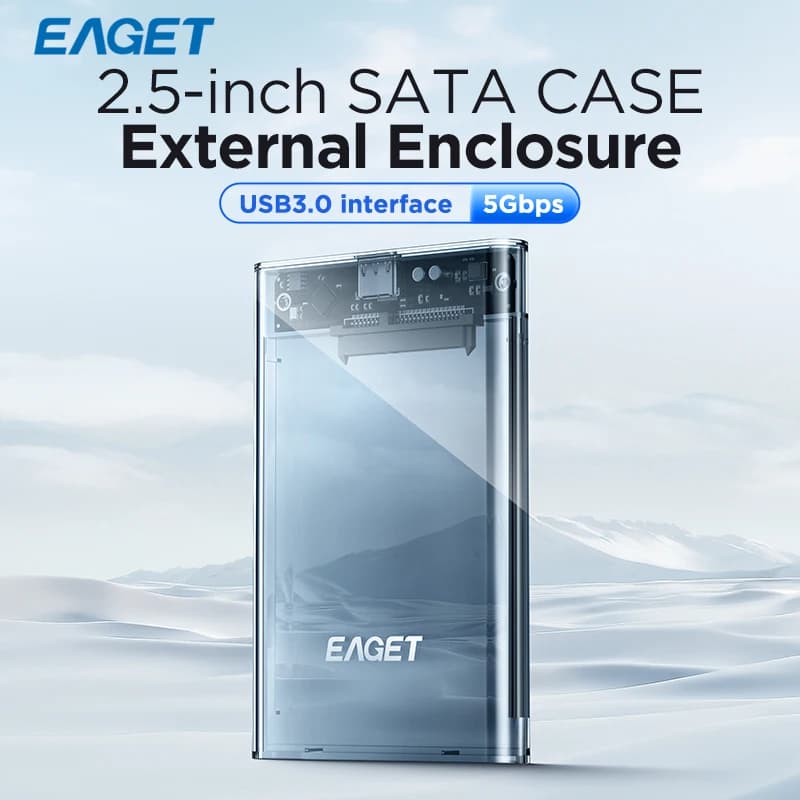 Case per HDD Eaget 2.5 Pollici SATA a USB 3.0, Enclosure per Disco Rigido SSD, Box USB C 3.1 Gen 2, Case Esterno per HDD