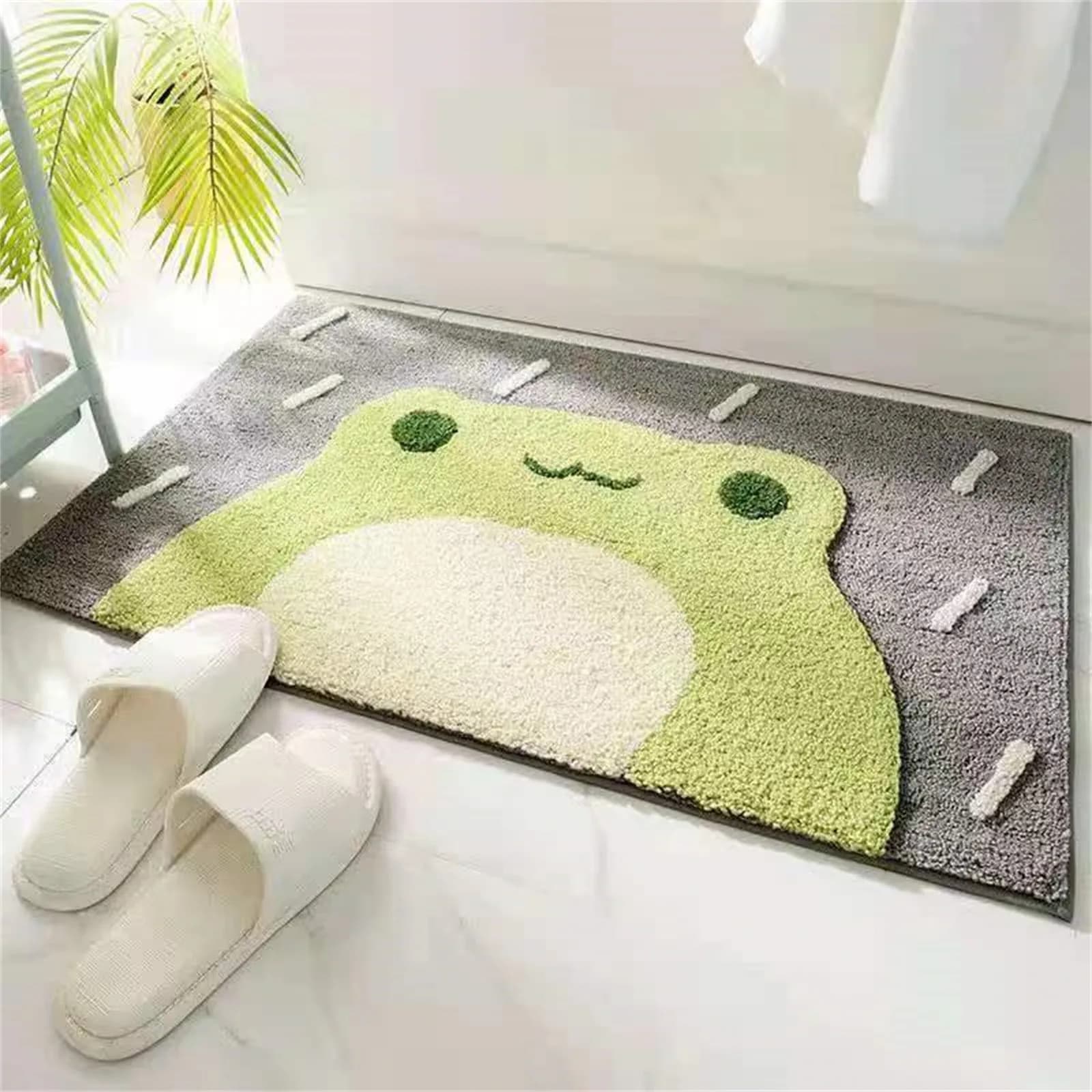 Tappetino da bagno floccato rana e orso Decorazione della casa Tappetino per porta Tappetino da bagno assorbente antiscivolo Tappeto da bagno in fibra super morbida 2025