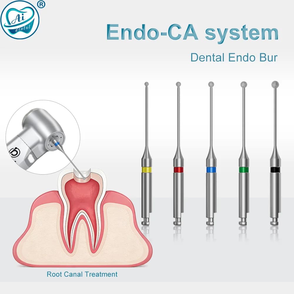 Fresa Endodontica Endo-CA 34mm a Collo Lungo per Microscopio, in Carburo di Tungsteno, Punta a Sfera, Diametro 1-1.8mm per Trattamento Canalare