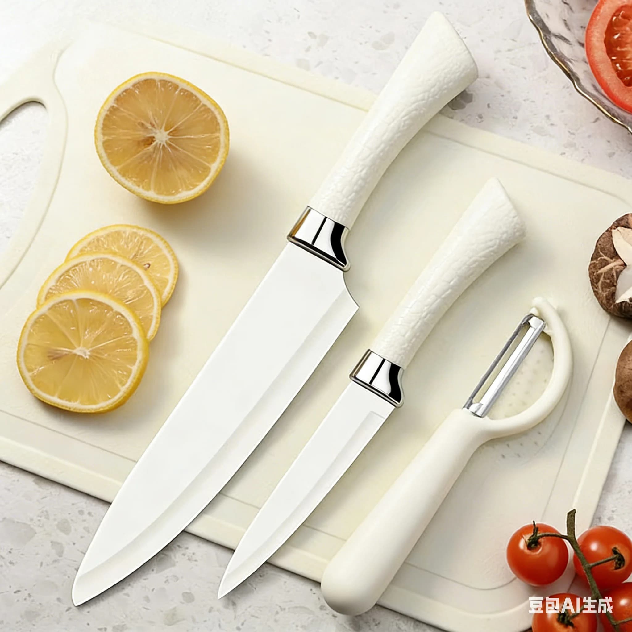 Coltello da frutta e verdura in acciaio inossidabile bianco, affilato, facile da pulire, per la preparazione degli alimenti