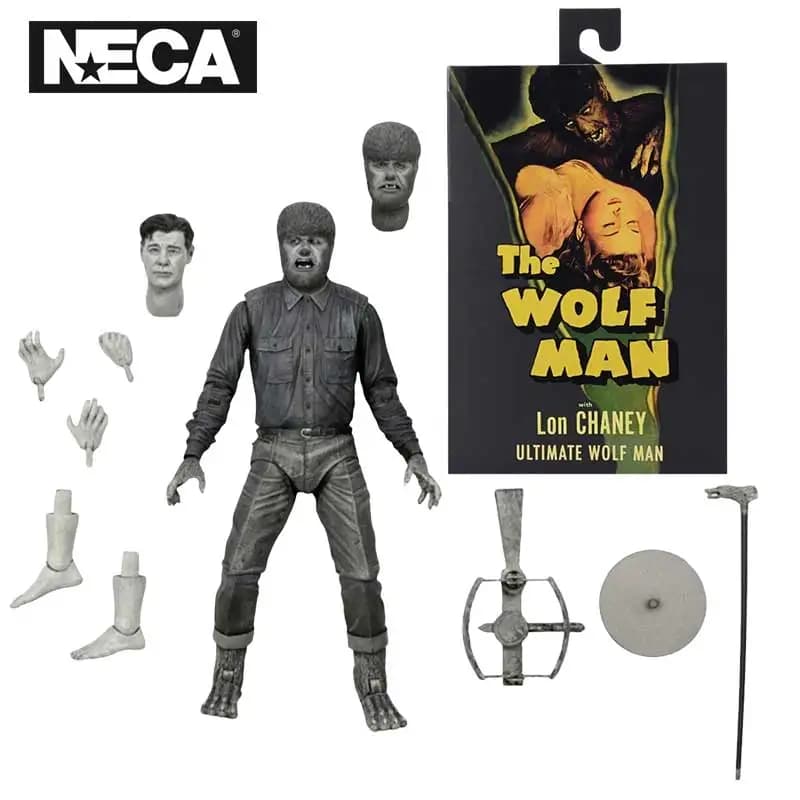 NECA 04810 Universal Monsters Ultimate The Wolf Man Action Figure 7 Pollici Versione Bianco e Nero Collezione Originale Giocattolo