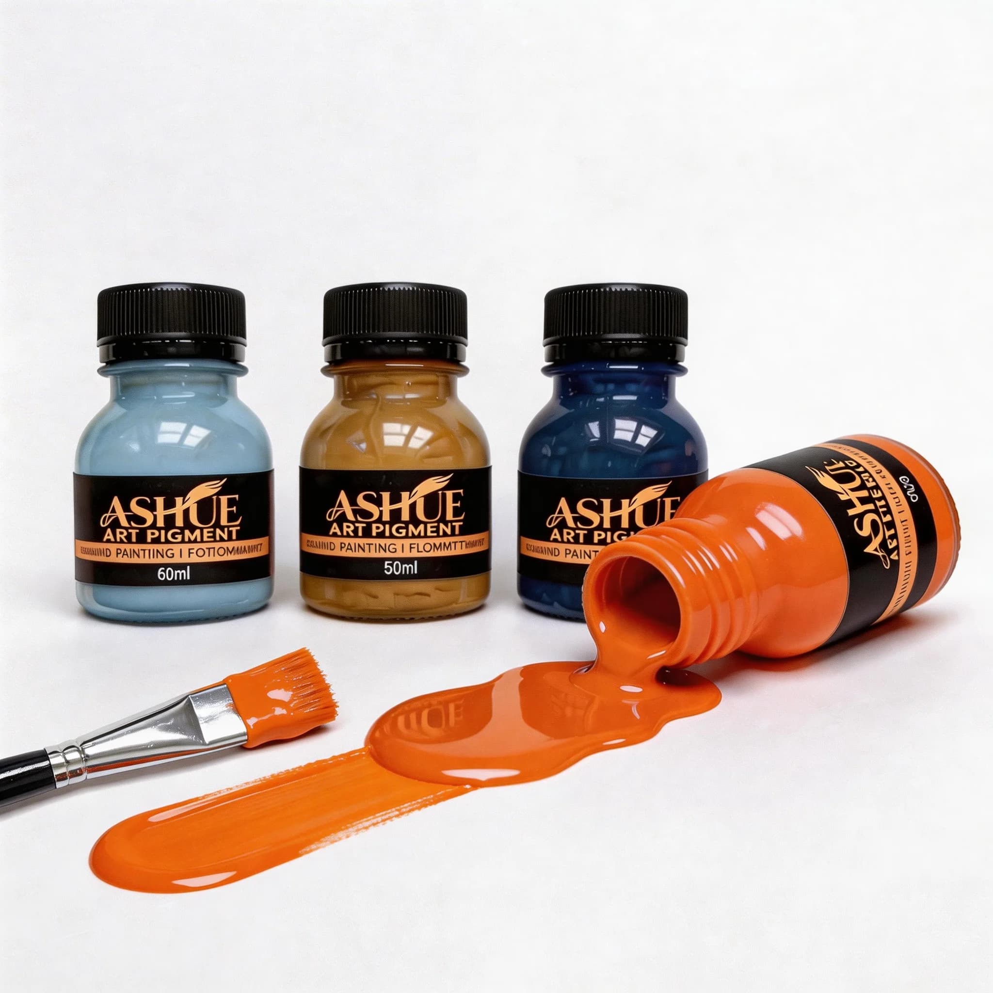 60ml 4-Color Acrylic Pouring Paint Set with Brush Fluid Art Pigment for Canvas Resin DIY