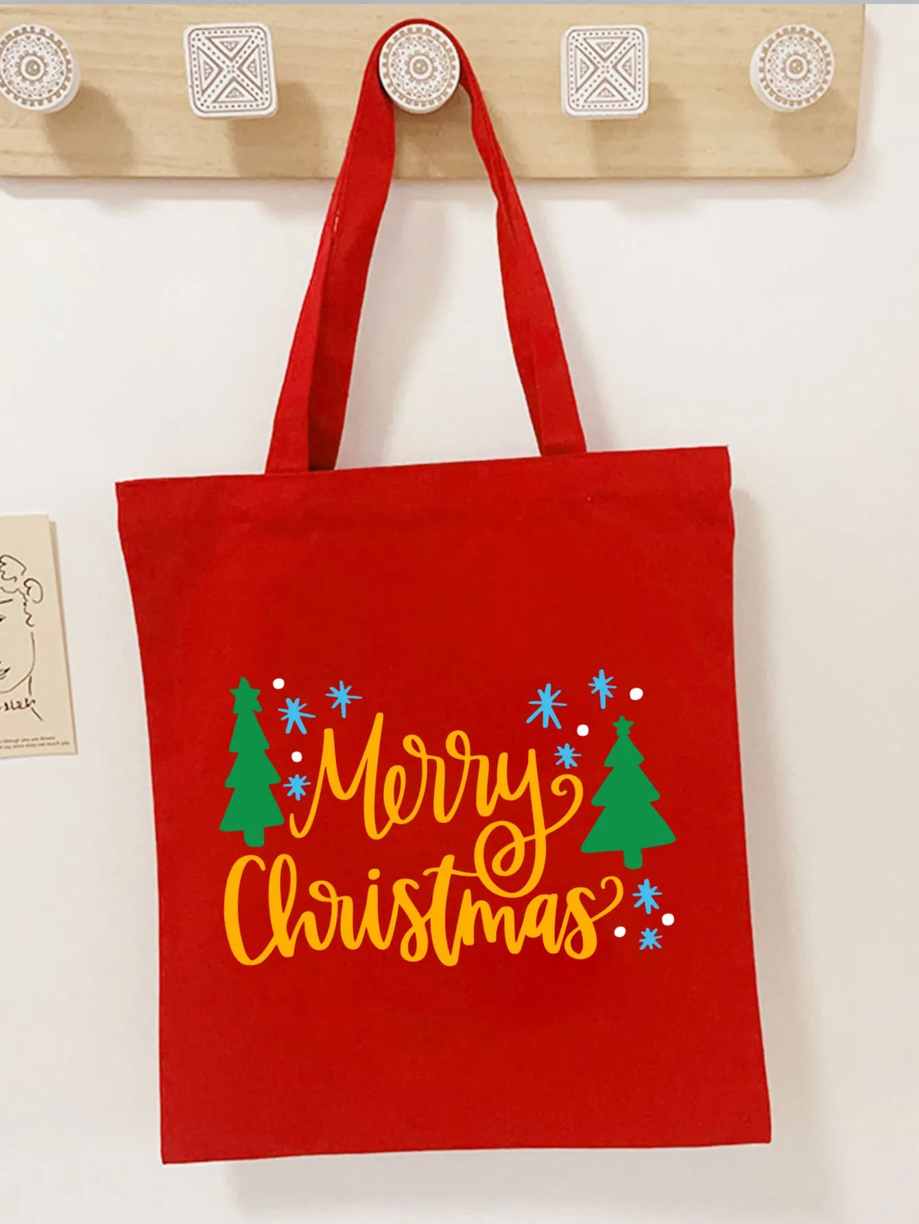 Merry Christmas Candy Bag una borsa a tracolla, disponibile in beige e rosso, borsa regalo per vestire il natale