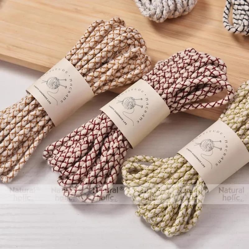 3M a boundle 4mm Macrame Cords High Quality Cotton macrame rope Golden Gridding Cords for DIY Craft Scrap