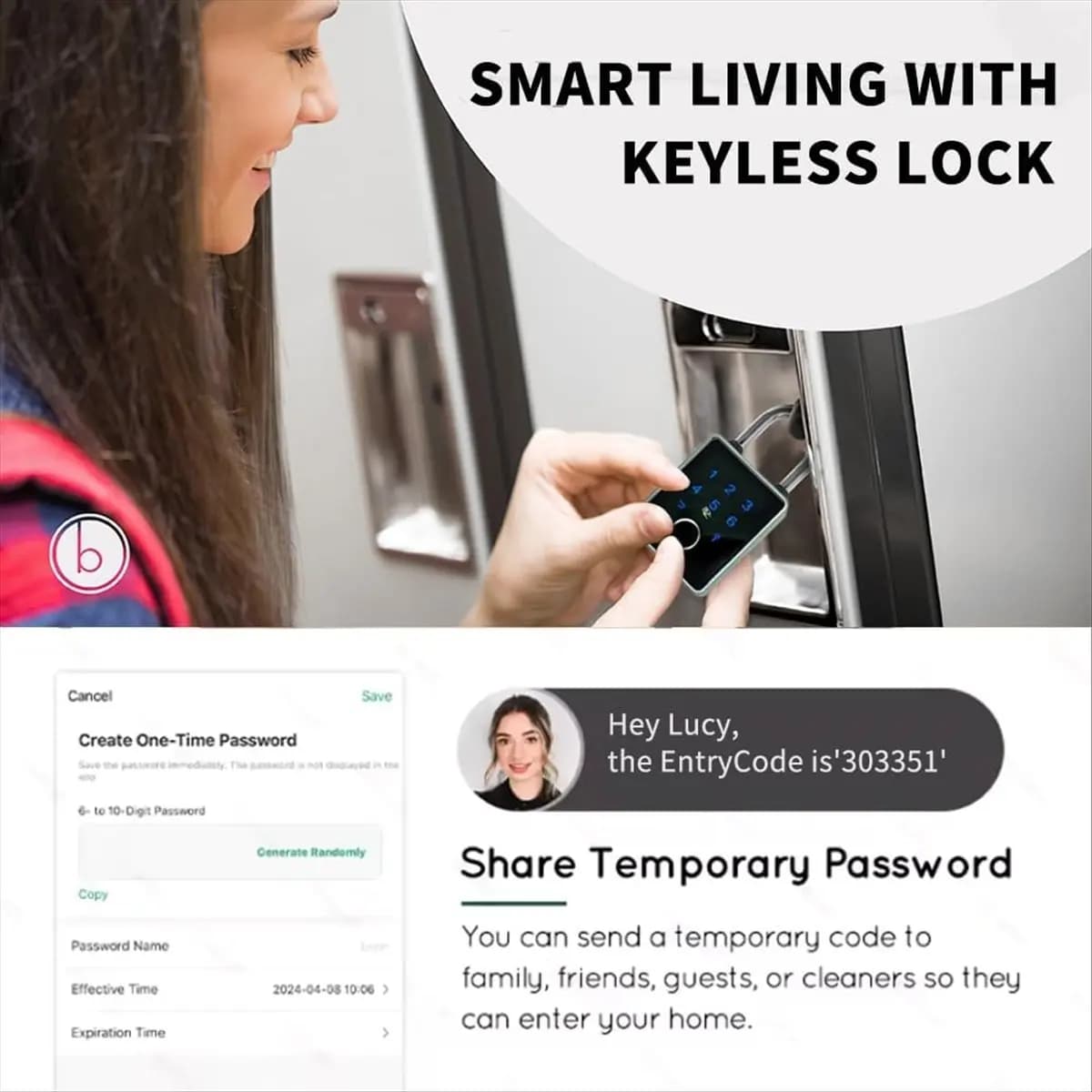 TTLOCK Lucchetto intelligente Controllo APP Password impermeabile Scheda IC Valigia Serratura elettronica per palestra all'aperto