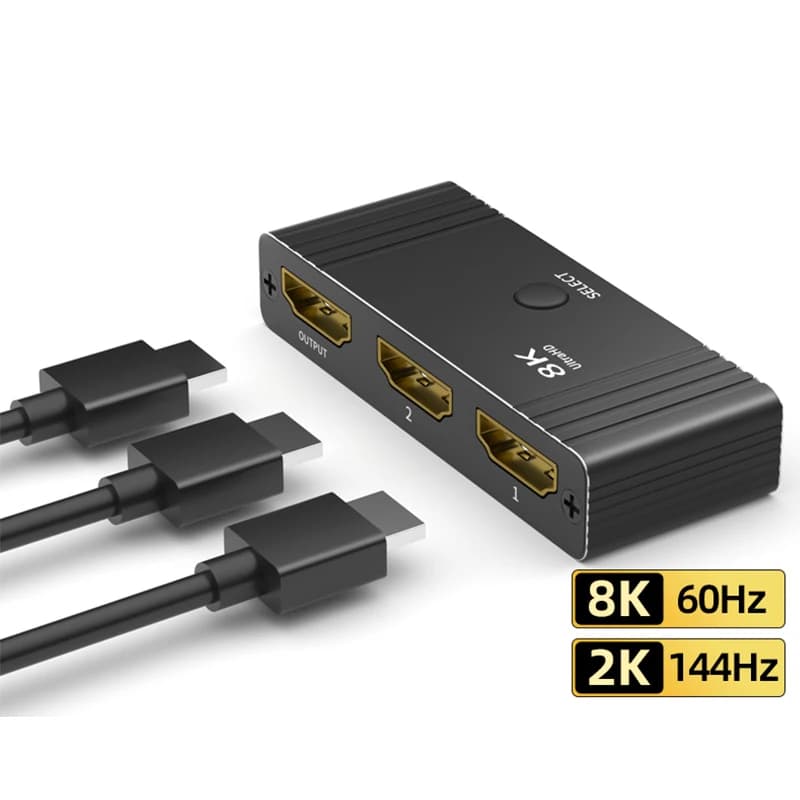Switch HDMI 2.1 8K bidirectional 2 in 1 output Switcher splitter HDMI 4K to 120Hz Video Converter 2x1 48Gbps for PS5 Xbox PC TV