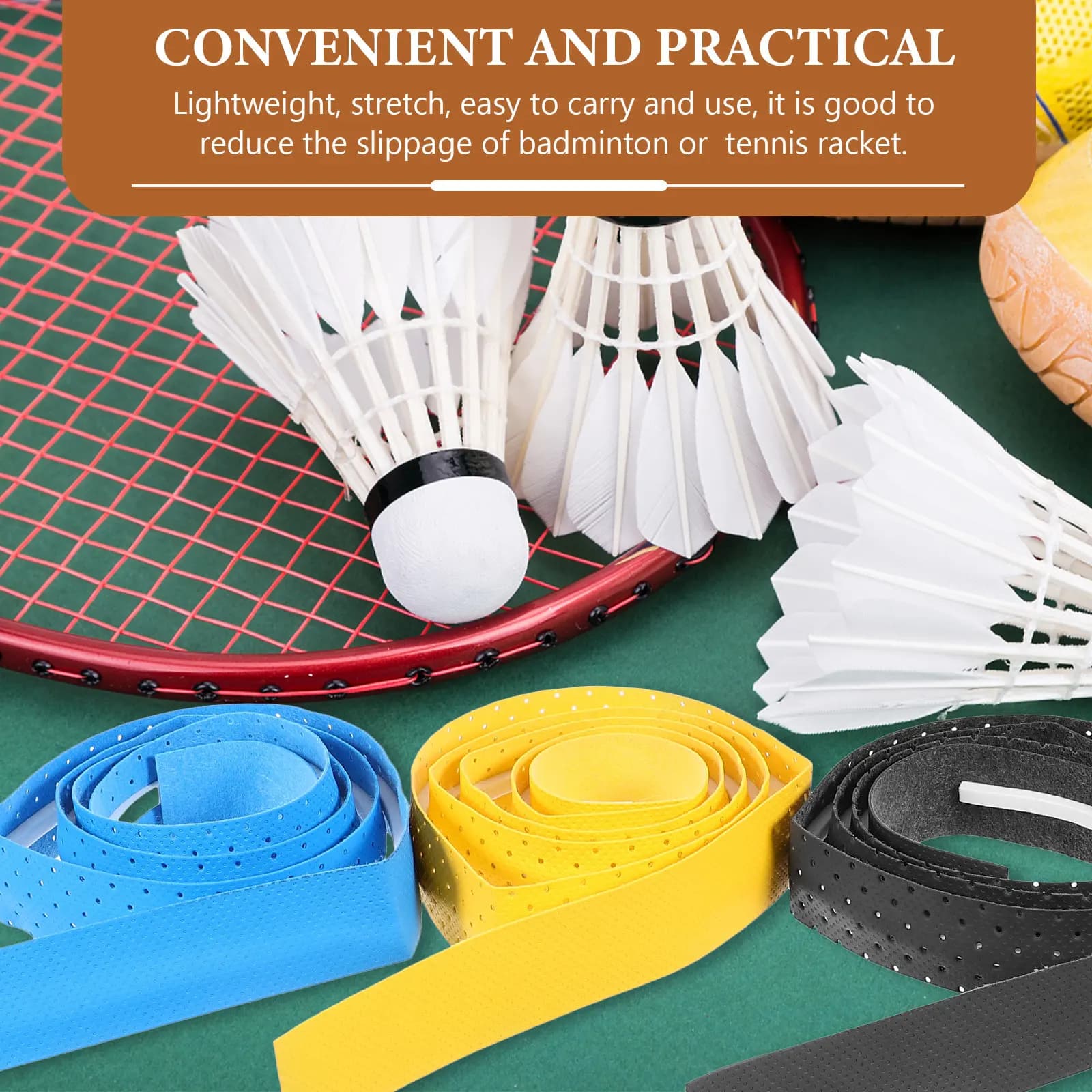6 Pezzi Nastro Adesivo in PU Antiscivolo e Assorbente per Impugnature di Racchette da Tennis, Badminton, Baseball e Softball