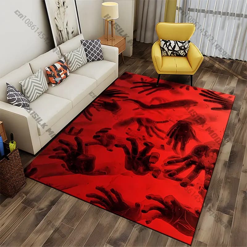 Reaching hands in red atmosphere carpet Yoga living room room decor children's crawling mat doormat area rug games mat