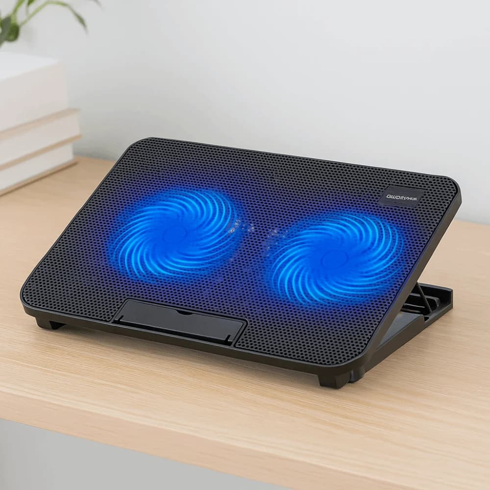 Laptop Accessory Adjustable Laptop Cooling Pad USB Port LED Light Laptop Cooler Fan Metal Mesh Laptop Cooling Stand Study