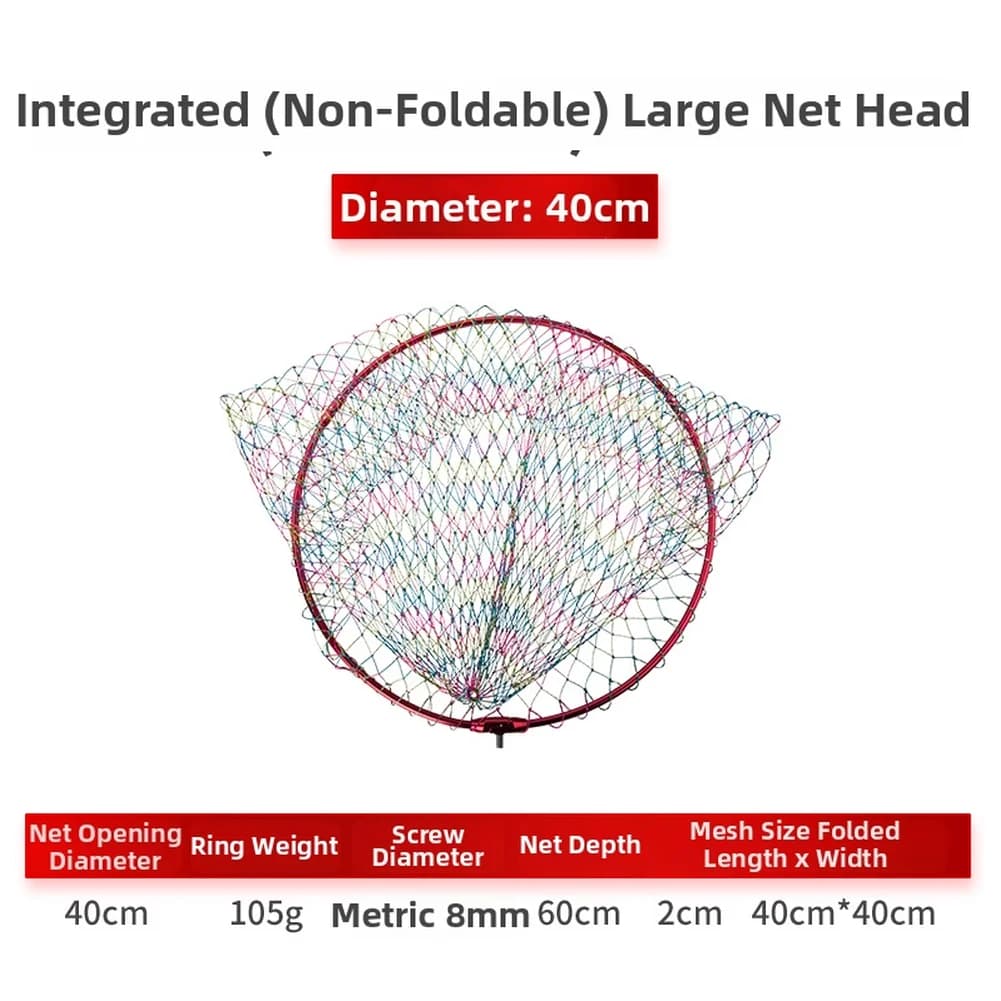 /Ultralight /Ultrahard /Alloy Fishing Net Head 40cm 50cm 60cm Pink Foldable Mesh For Ring For Sea Shore Boat Large Fish Catching
