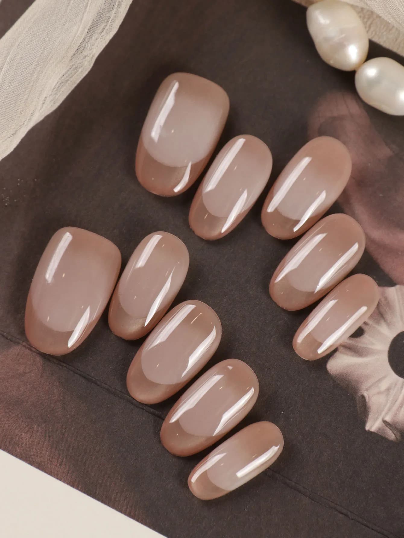10Pcs Press on Nails Short Golden Cat's Eye French Style Office Dailywear False Nails Artificial Nails Kit Nail Art DIY