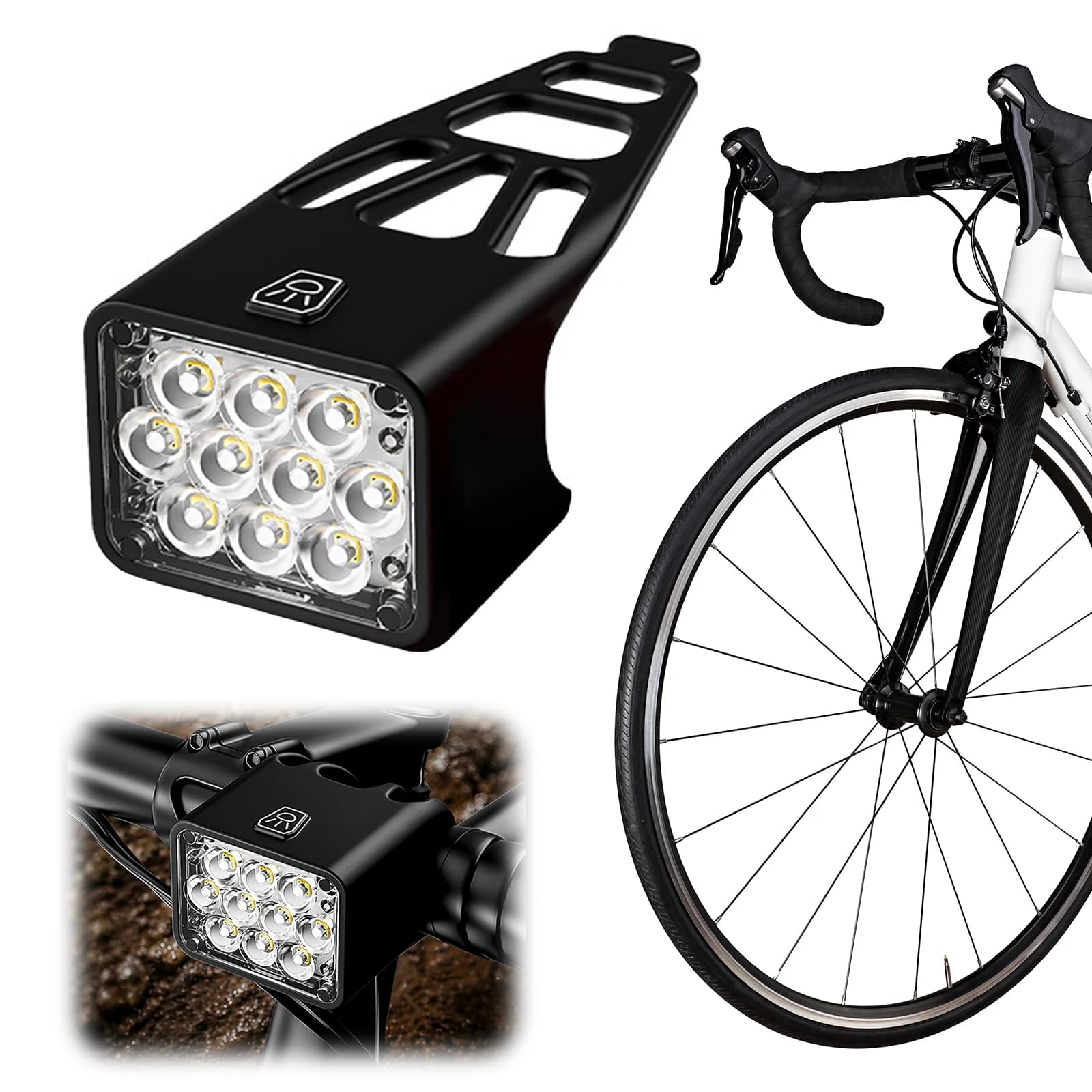 ABS Bicycle Headlight Waterproof Front & Rear Taillight Set Type-C Rechangable Mini Bike LED Light for Night Riding Bicycle