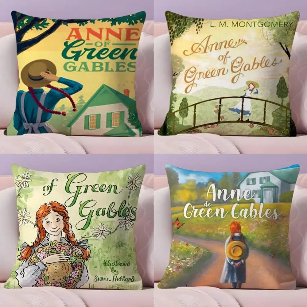 Fodera per cuscino Anne of G-Green Gables in morbido peluche corto con stampa fronte-retro, decorazione per la casa, lavabile in lavatrice, idea regalo