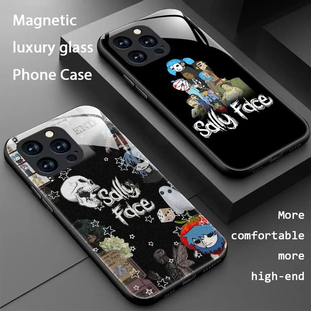 Cool Sally face thriller game Phone Case For iPhone 17 16 15 14 13 12 11 X XR XS 8 Plus Mini Pro Max Glass Magnetic Phone Case