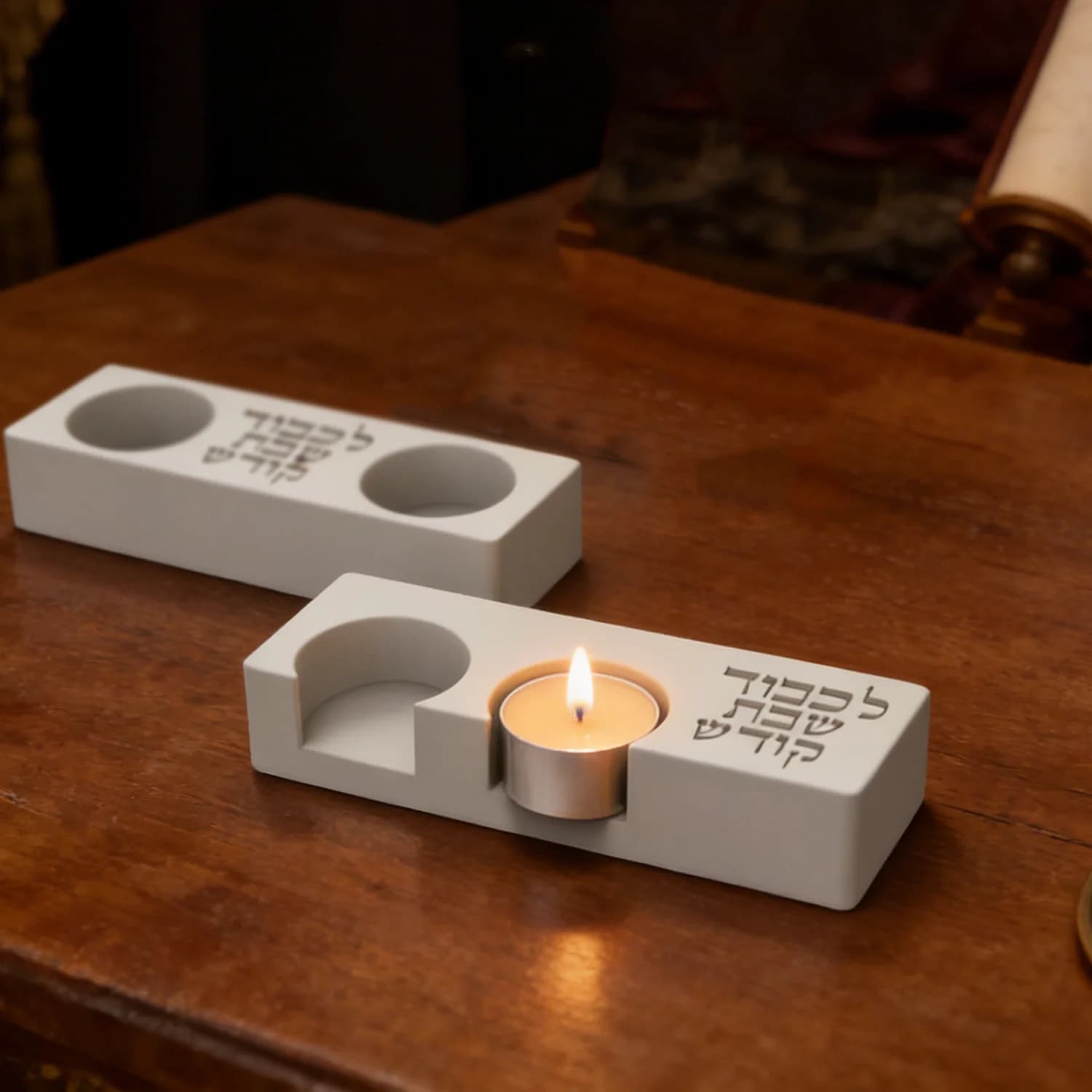Silicone Mold for Rectangular Two-Hole Candle Holder - Modern Cement Plaster Candelabra Base, Home Decor, Customizable Gift