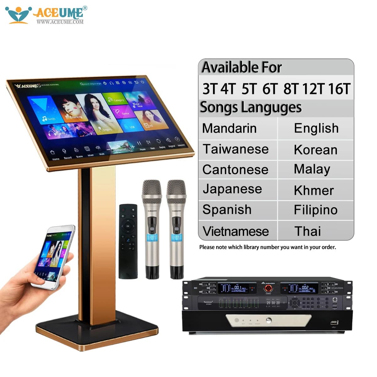 TSRVZM 22" MIC Karaoke Player Machine The Newest Stytle 22" Touch Screen INM2 M2 Wireless Microphone ZC360+ Front End Effect