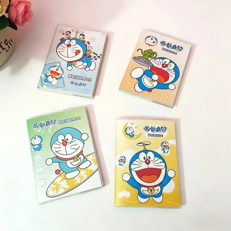 4Pcs Doraemon Color Page Glue Cover Notebook Creative Portable Journal Notepad for Students Cute Stationery Handwriting Diary