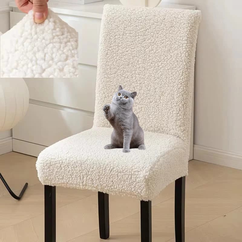 2024 Autunno Inverno Teddy Velluto Addensato Fodera per sedia da pranzo Protezione per artigli di gatto Coprisedile universale per tavolo da pranzo domestico