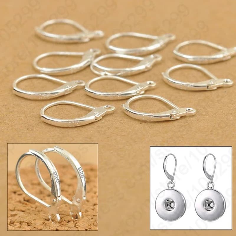 Hot Sale 100Pcs 925 Sterling Silver Handmade DIY Beading Jewelry Findings Leaverback Earwires Hook Earrings Making Components