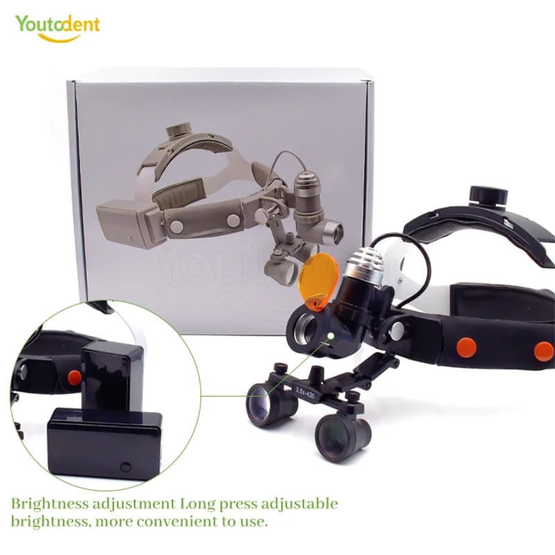 Binocolo per lampada frontale da 7 W 2.5X/3.5X Fascia per lente di ingrandimento dentale regolabile per laboratorio di odontoiatria Endodonzia Strumenti per attrezzature per chirurgia ORL