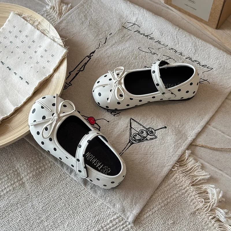 Scarpe Mary Jane a pois per bambina, con fiocco, da principessa, per feste, con suola morbida, casual, da ballerina, per la danza, regalo per la festa dei bambini