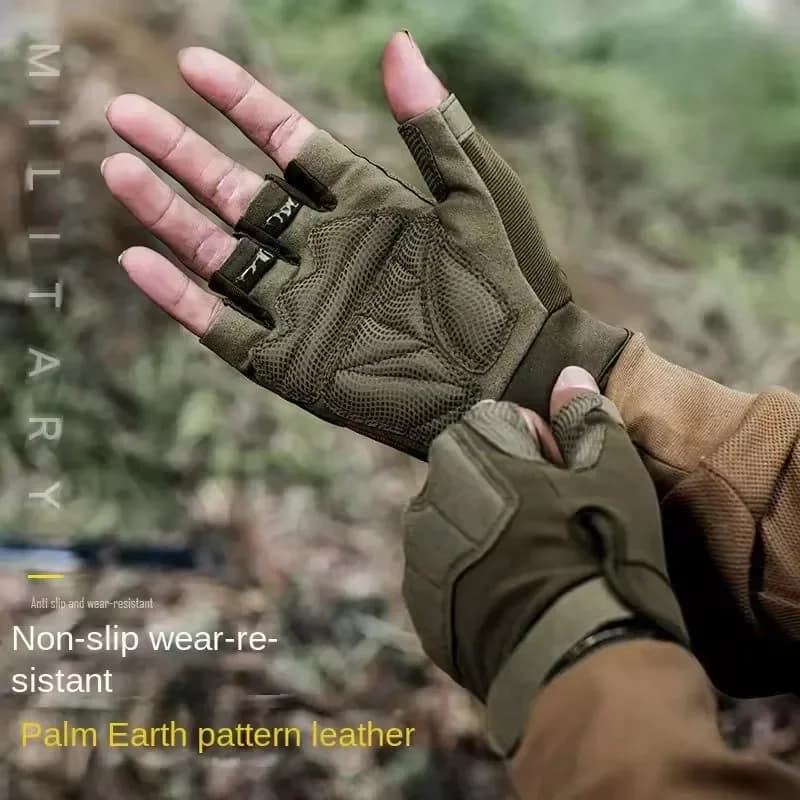 Guanti tattici militari resistenti - Mezze dita e presa sicura, l'elemento essenziale per escursionismo, campeggio e caccia