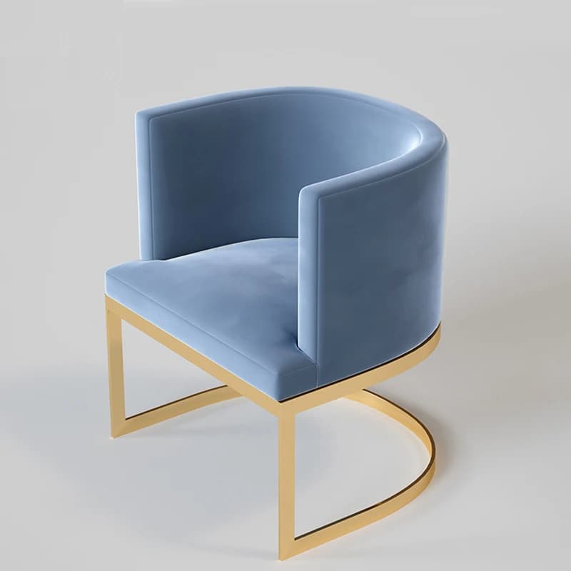 Set da pranzo moderno di lusso imbottito in velluto di 6 sedie Sedie da pranzo alla moda in tessuto con gambe in metallo dorato per mobili da sala da pranzo