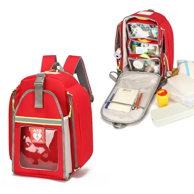Large Capacity Outdoor Medical First Aid Kits Waterproof AED Backpack for Emergency Visits AED Storage Bag AED Equipment Bag