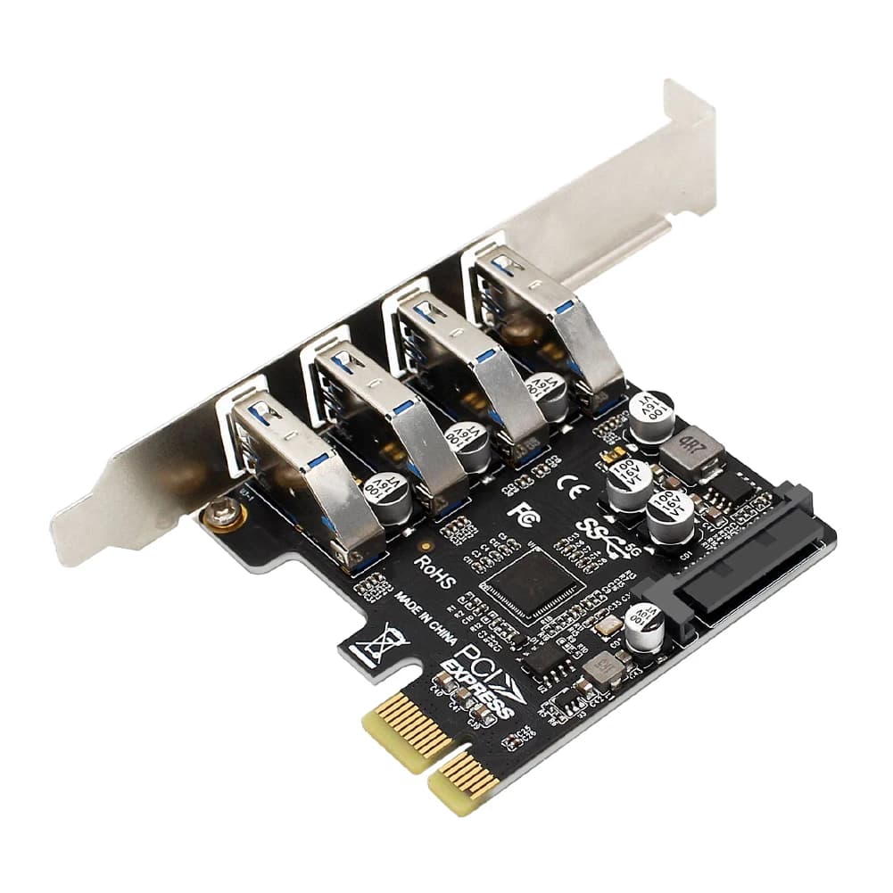 HUB USB 3.0 PCIe adapter with 4 ports, USB3 controller PCIe USB3.0 5Gbps, USB 3.0 PCI Express Converter Adapter for Computer