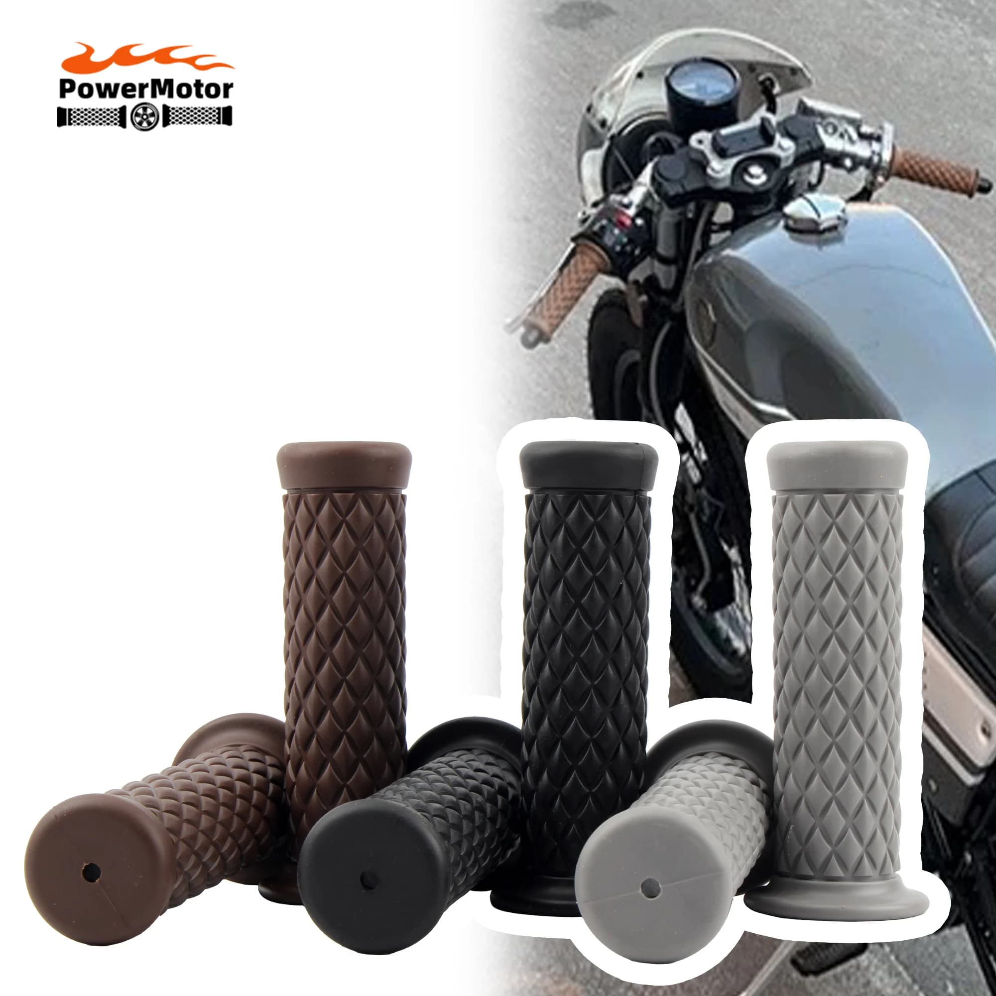 Manopole moto Maniglia Manopole manubrio in gomma antiscivolo Moto universale Dirt Pit Bike per Harley Yamaha MT07 7/8 "22mm Retro