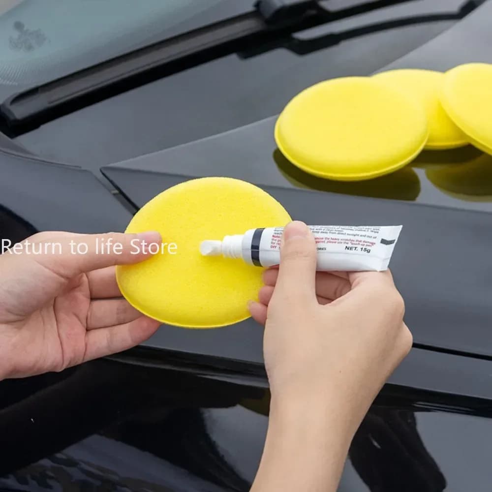 Spugna rotonda in schiuma per lucidatura a cera per auto, tampone applicatore ad alta densità, strumento per lucidatura dei dettagli automatici