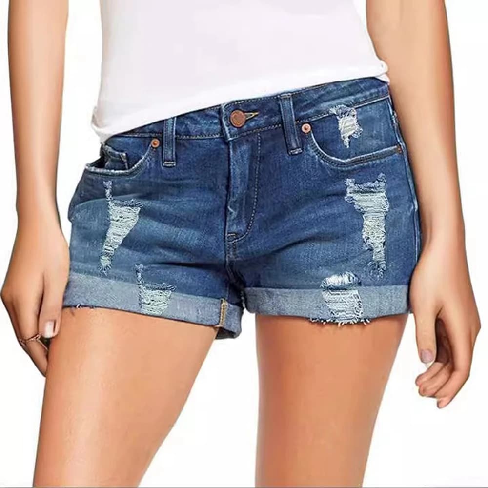 Women's denim jeans shorts Pockets with ripped hole sexy Y2K shorts vintage Jeans Trend Streetwears pants