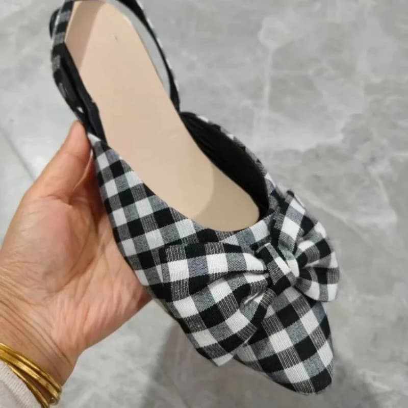 Sandali Baotou alla Moda con Punta Affusolata, Scarpe Basse con Fondo Morbido Antiscivolo e Tacco Basso