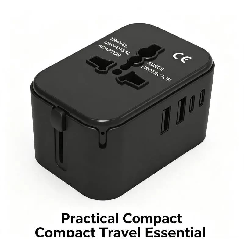 Universal Travel Adapter, International All‑in‑One Power Plug with Surge Protection & Multi USB Ports for Worldwide Travel