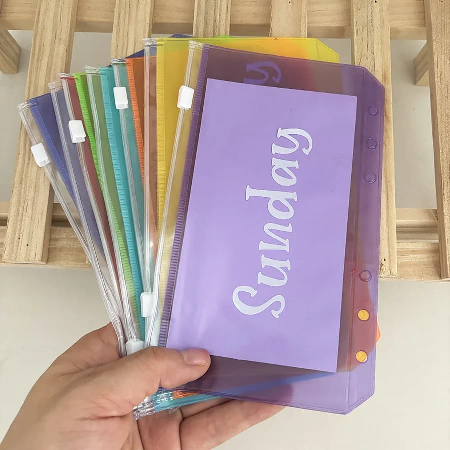 Raccoglitore settimanale a fogli mobili A6 Notebook con copertina interna 7 giorni Design con cerniera a colori Nota Diario Planner Forniture di cancelleria per ufficio