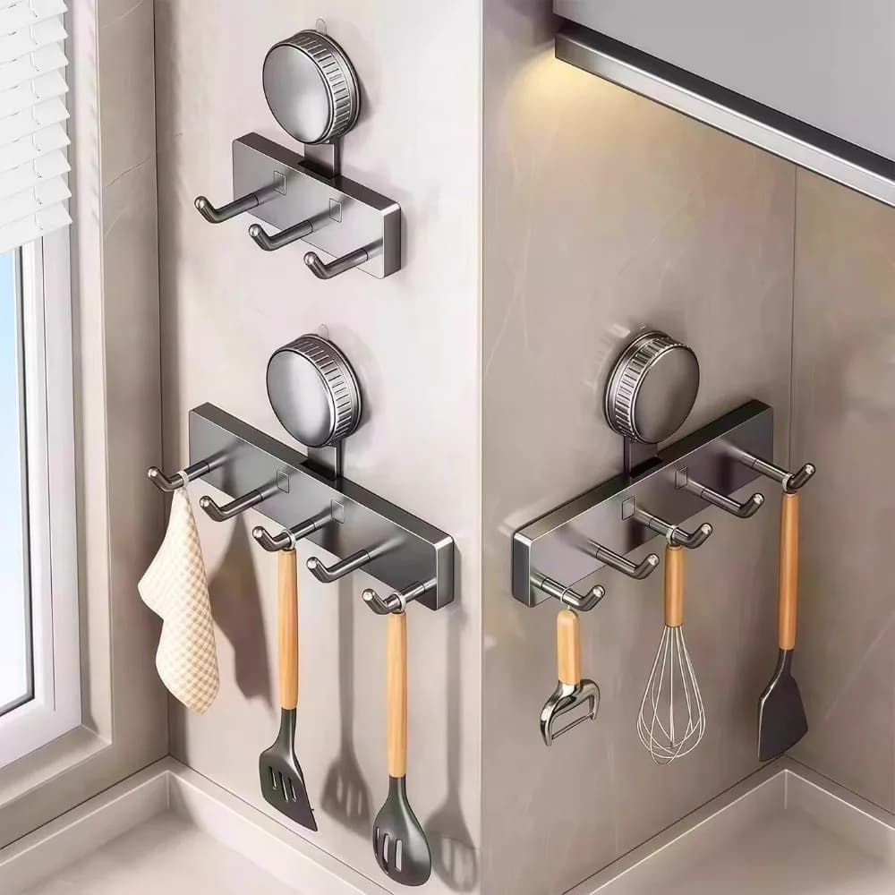 Strong Load Bearing Suction Cup Hook No-Drill Multifunctional Towel Holder portable multi-functional Storage Rack Kitchen