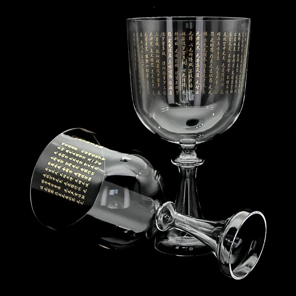 STAR LINKUP Crystal Chalice Bowl with Text Design, Energy Sound Healing Singing Bowl for Spiritual Relaxation Yoga Meditation