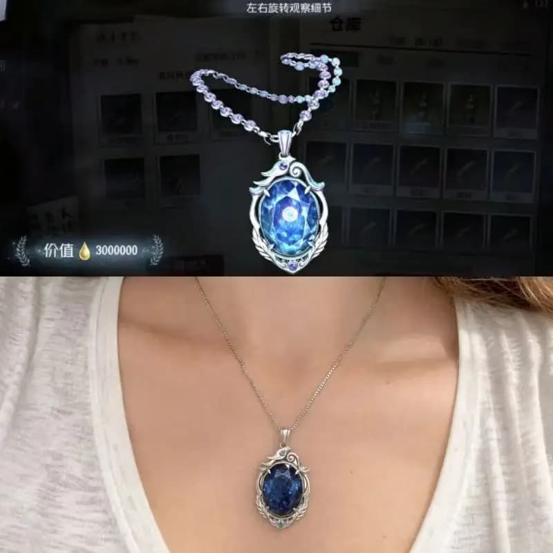 Identity V Cursed Sapphire Necklace Fan‌ Anime Cosplay Necklace Pendant Necklaces Halloween Cosplay Jewelry Gifts