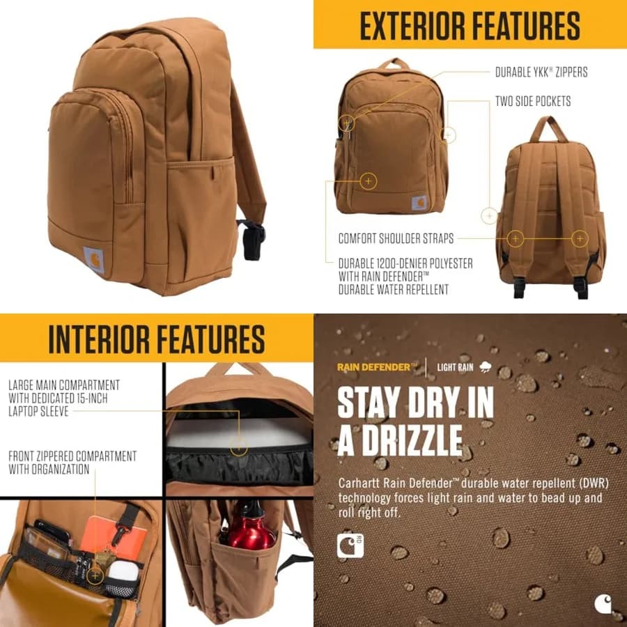 Zaino Classico per Laptop da 25L, Resistente e Impermeabile con Tasca per Laptop da 15 Pollici e Scomparti Organizzativi Multipli, Marrone