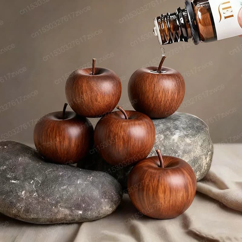 Solid Wood Apple Essential Oil Diffuser Mini Long-Lasting Fragrance Car Home Holiday Decor Christmas Gift Durable Essential Oil