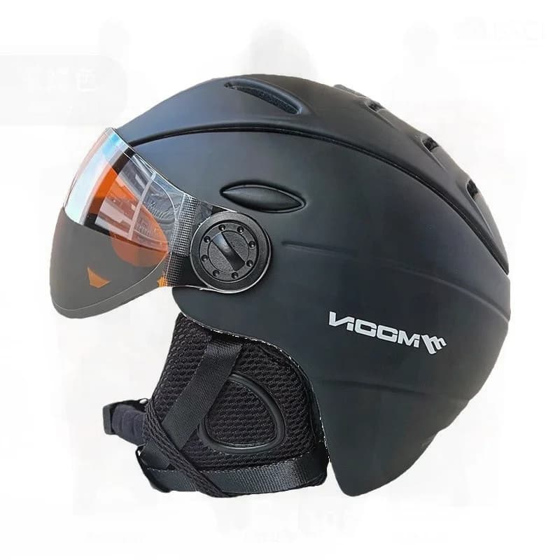 Casco da sci unisex Moon con occhiali Protezione MIPS Design monopezzo per uomo e donna in nero opaco/bianco/blu taglie M/L/XL